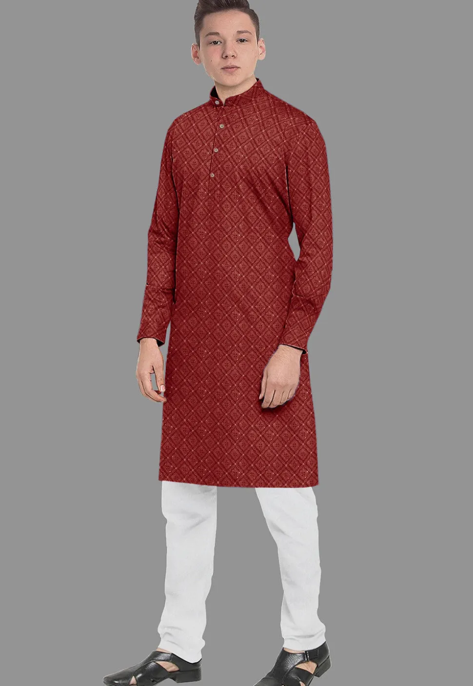 Embroidered Georgette Kurta Set in Maroon