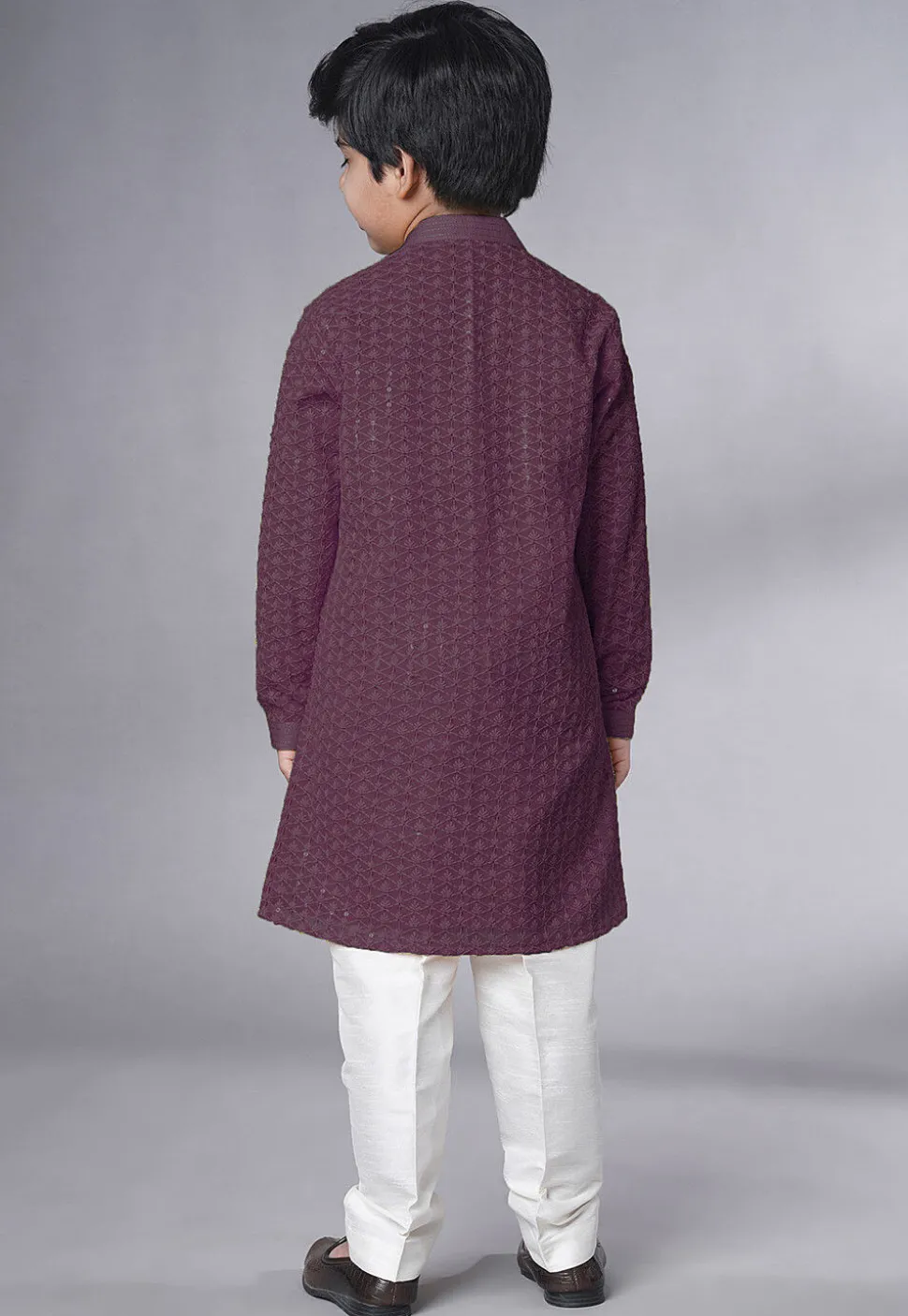 Embroidered Georgette Kurta Set in Wine