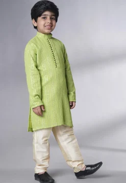 Embroidered Georgette Kurta Set in Green