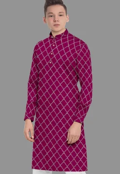 Embroidered Georgette Kurta in Magenta