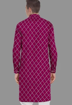 Embroidered Georgette Kurta in Magenta