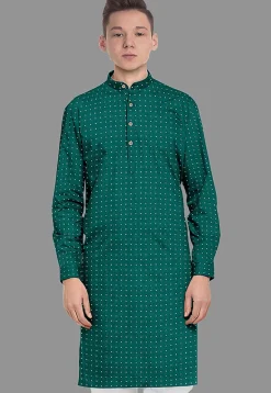 Embroidered Georgette Kurta in Dark Green
