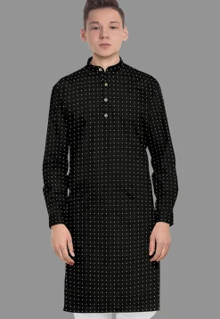 Embroidered Georgette Kurta in Black