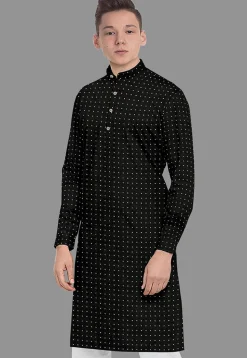 Embroidered Georgette Kurta in Black