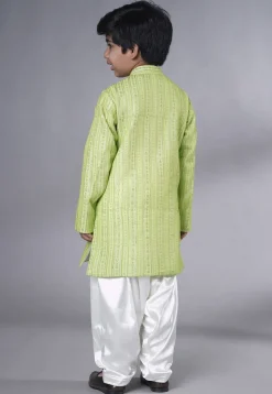 Embroidered Georgette Kurta Set in Light Green