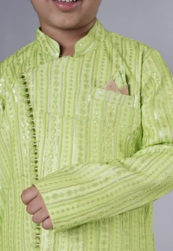 Embroidered Georgette Kurta Set in Light Green