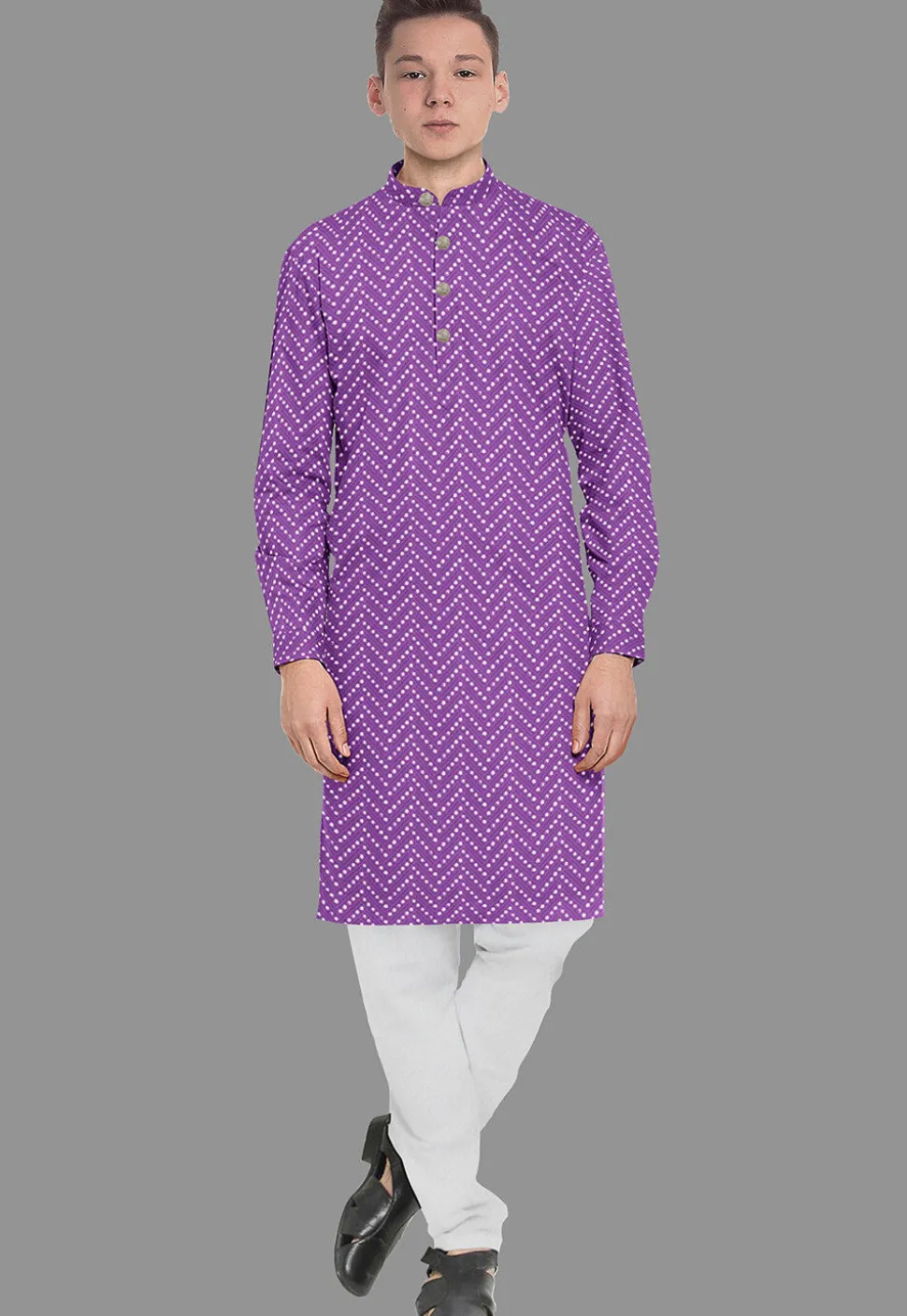Embroidered Georgette Kurta Set in Purple