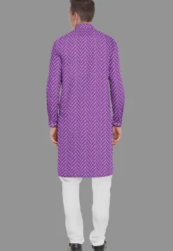 Embroidered Georgette Kurta Set in Purple
