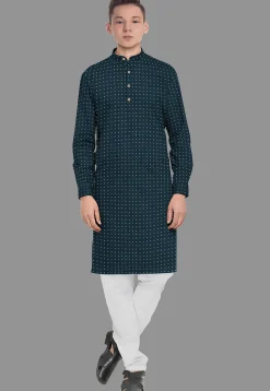 Embroidered Georgette Kurta in Indigo Blue