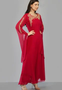 Embroidered Georgette Kurta in Fuchsia