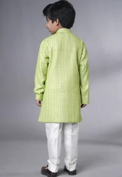Embroidered Georgette Kurta Set in Light Green