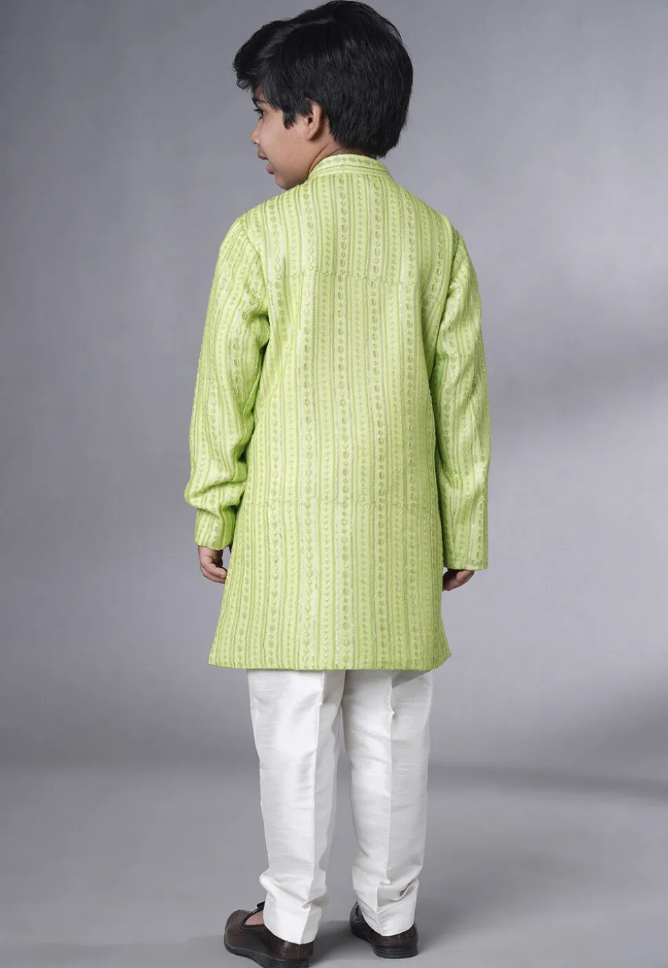 Embroidered Georgette Kurta Set in Light Green