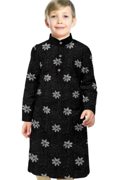 Embroidered Georgette Kurta in Black