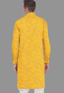 Embroidered Georgette Kurta in Yellow
