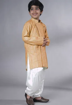 Embroidered Georgette Kurta Set in Beige