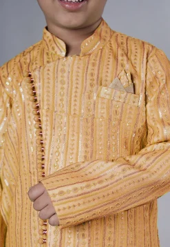 Embroidered Georgette Kurta Set in Beige