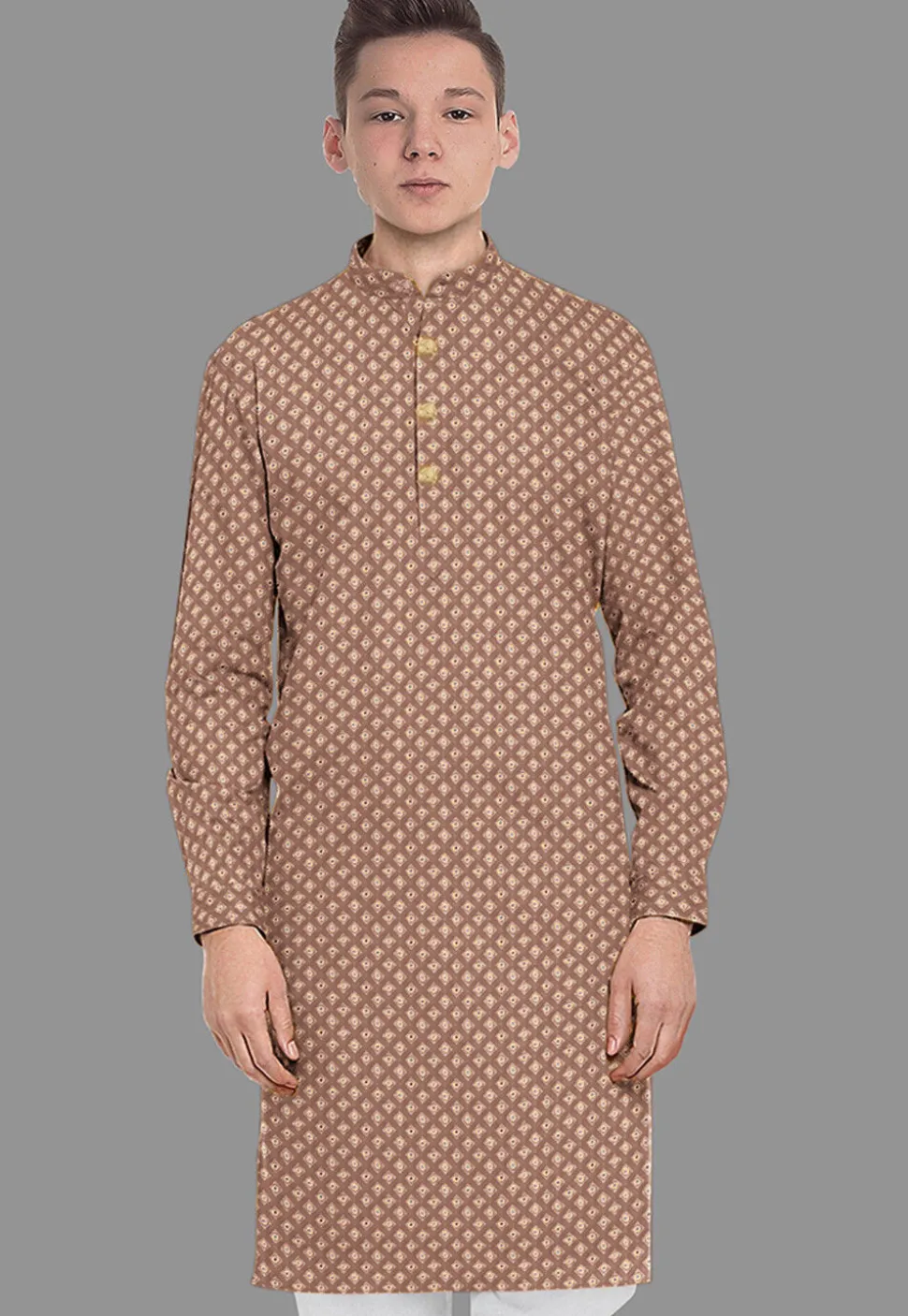 Embroidered Georgette Kurta in Rose Gold