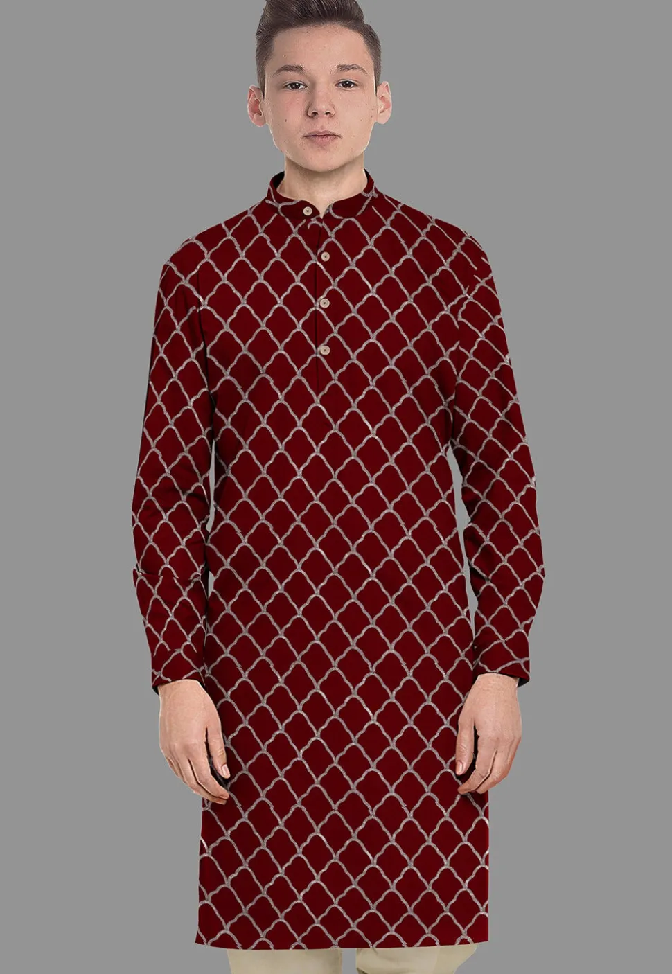 Embroidered Georgette Kurta in Maroon