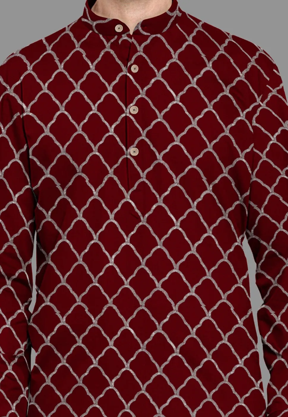 Embroidered Georgette Kurta in Maroon