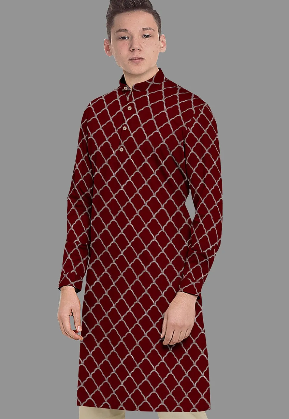 Embroidered Georgette Kurta in Maroon