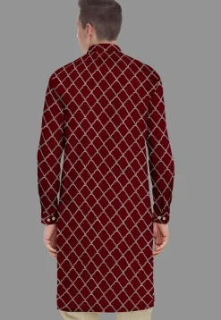 Embroidered Georgette Kurta in Maroon