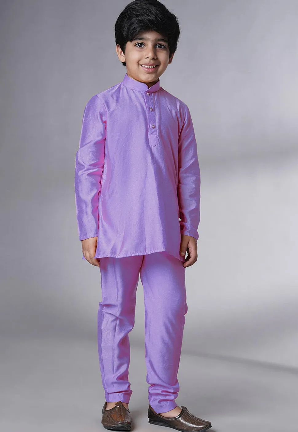 Embroidered Georgette Kurta Set in Light Purple