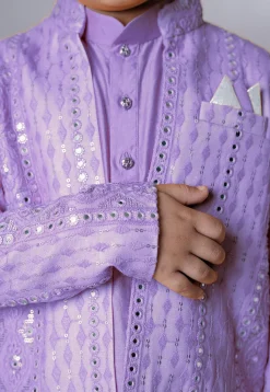 Embroidered Georgette Kurta Set in Light Purple
