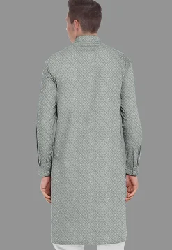 Embroidered Georgette Kurta in Grey