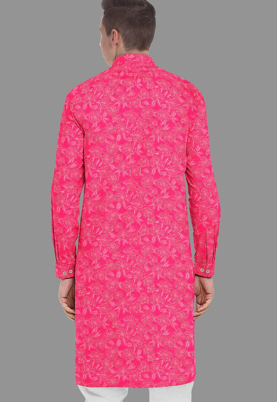 Embroidered Georgette Kurta in Fuchsia