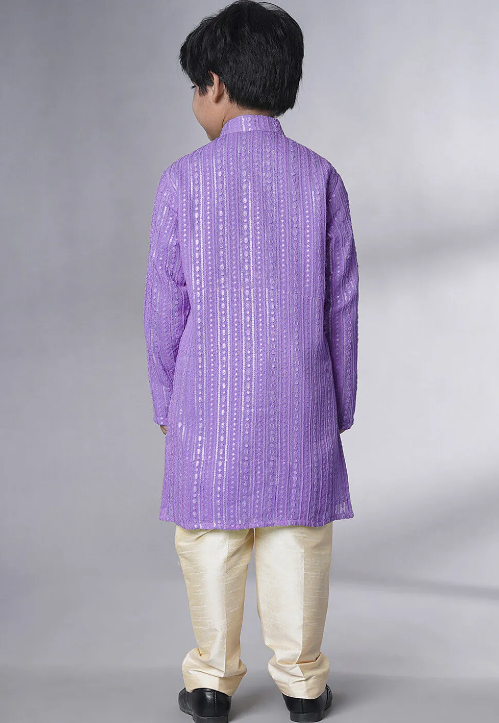 Embroidered Georgette Kurta Set in Purple