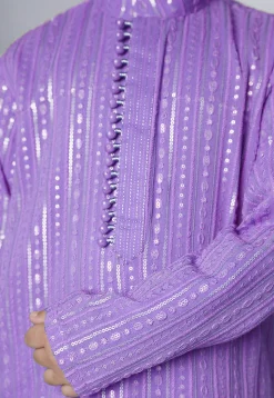 Embroidered Georgette Kurta Set in Purple