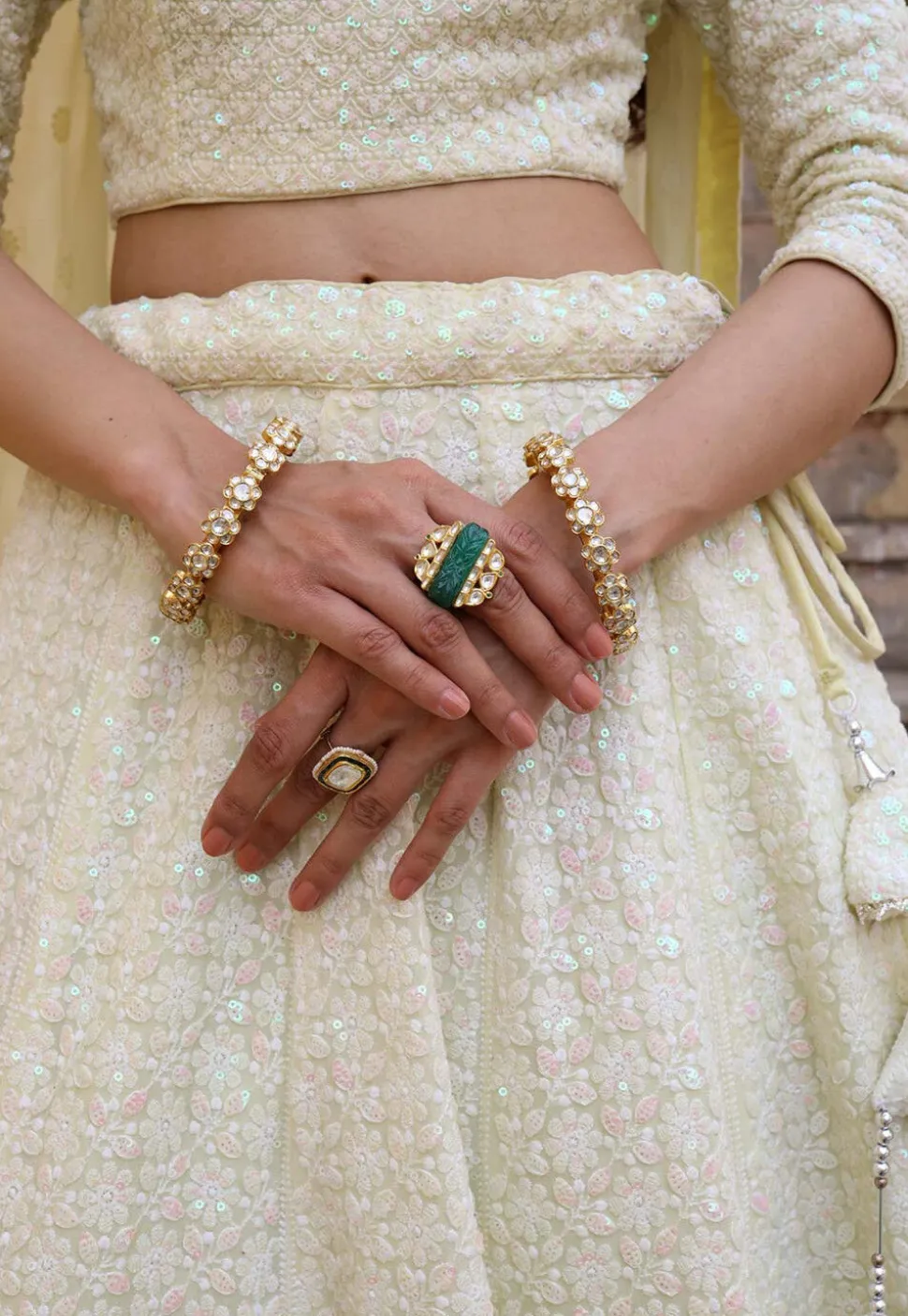 Embroidered Georgette Lehenga in Pastel Yellow