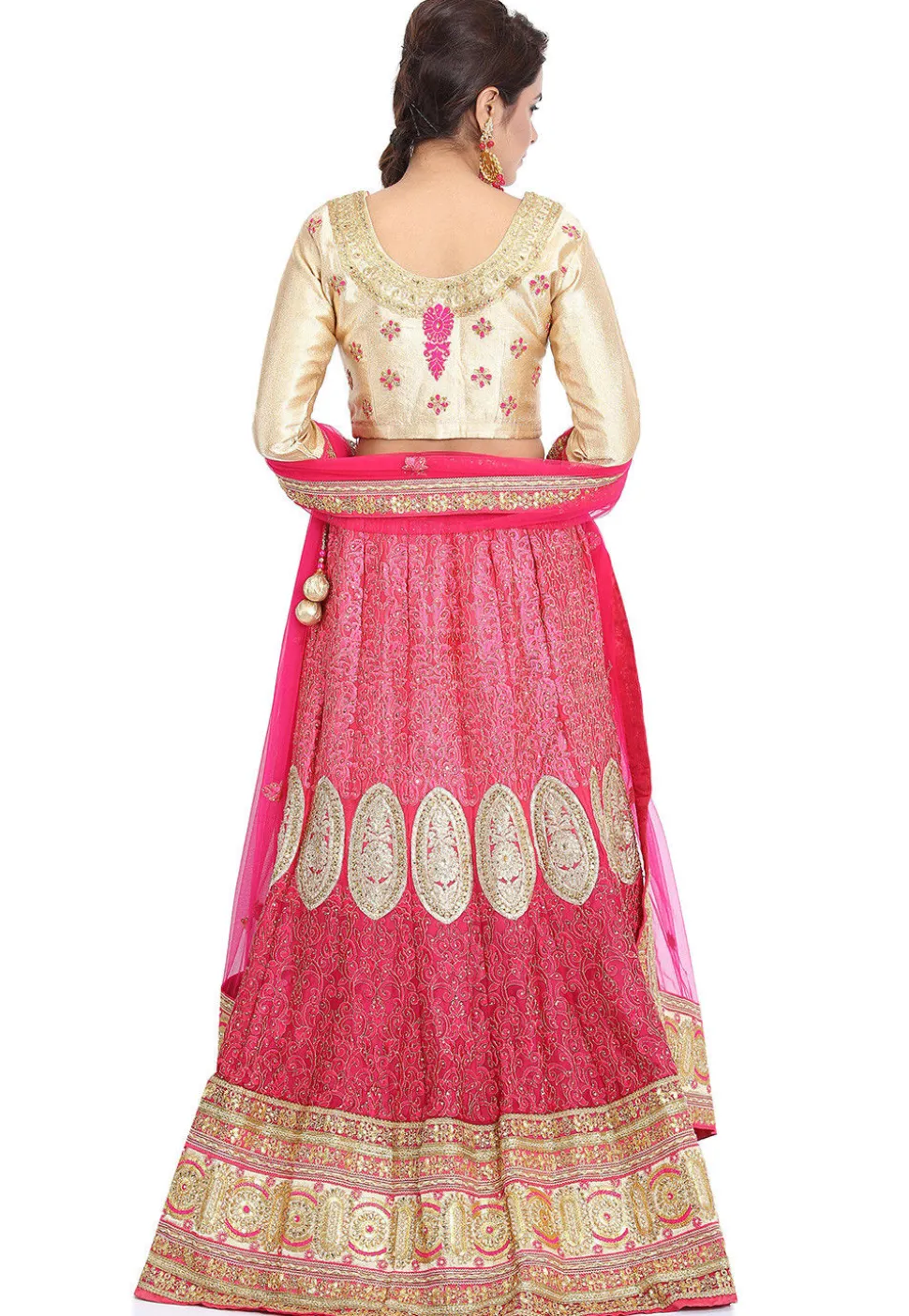 Embroidered Georgette Lehenga in Pink