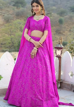 Embroidered Georgette Lehenga in Light Purple