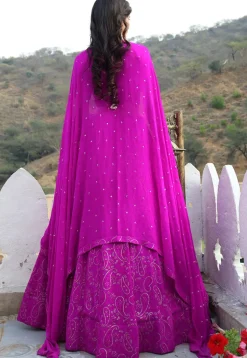 Embroidered Georgette Lehenga in Light Purple