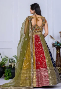Embroidered Georgette Lehenga in Multicolor
