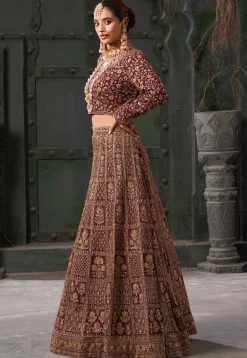 Embroidered Georgette Lehenga in Maroon