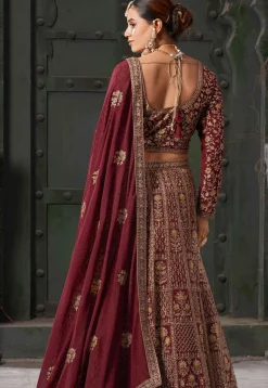 Embroidered Georgette Lehenga in Maroon