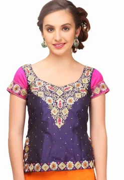 Embroidered Georgette Lehenga in Orange