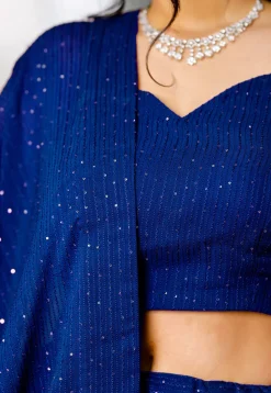 Embroidered  Georgette Lehenga in Royal Blue