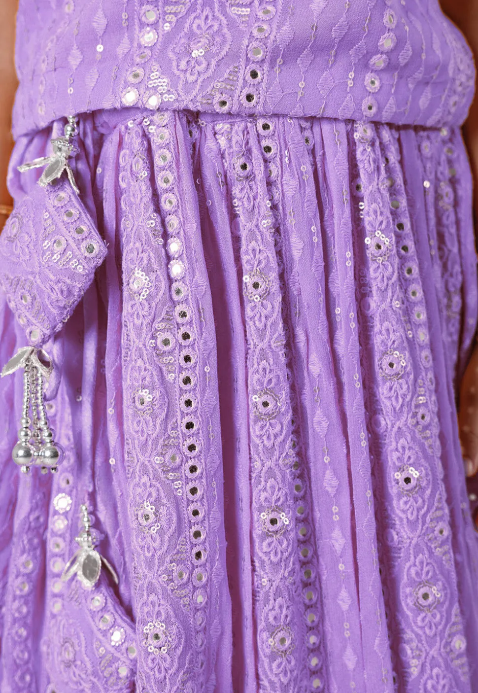 Embroidered Georgette Lehenga in Light Purple