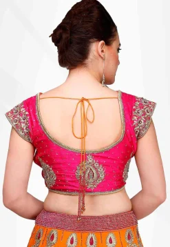 Embroidered Georgette Lehenga in Orange
