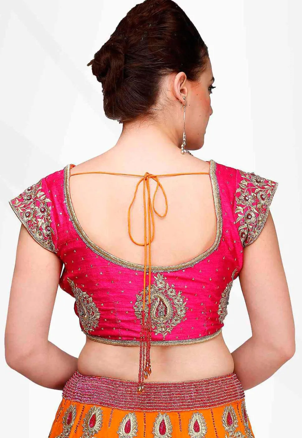 Embroidered Georgette Lehenga in Orange