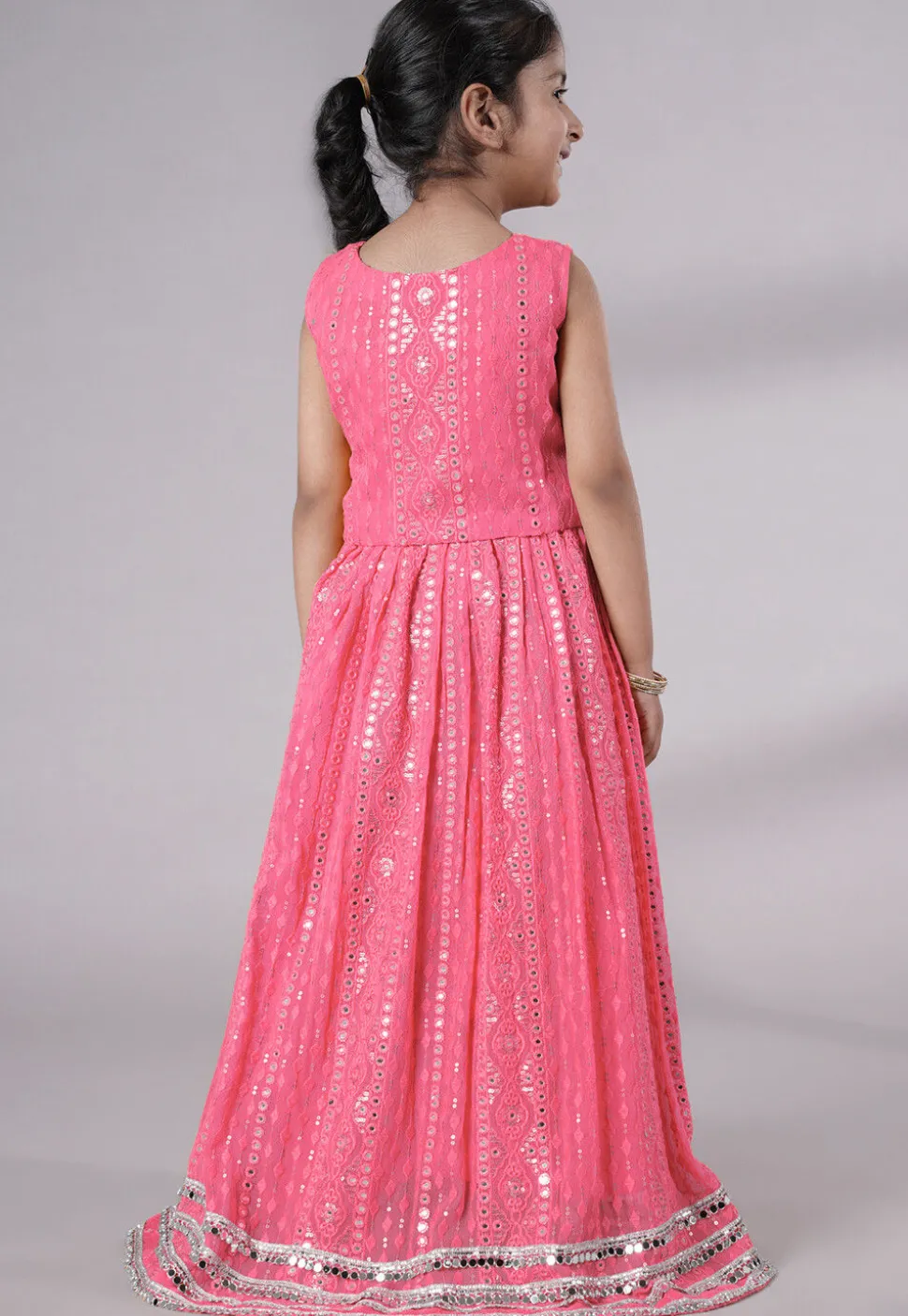 Embroidered Georgette Lehenga in Pink