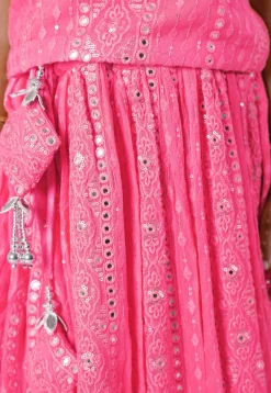 Embroidered Georgette Lehenga in Pink