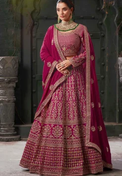 Embroidered Georgette Lehenga in Pink