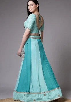 Embroidered Georgette Lehenga in Sky Blue