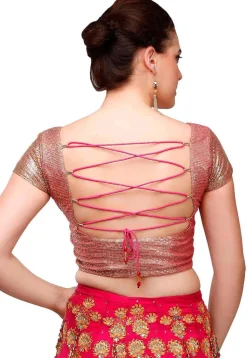 Embroidered Georgette Lehenga in Fuchsia