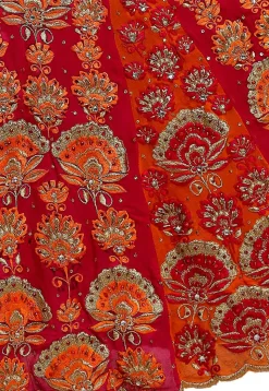 Embroidered Georgette Lehenga in Fuchsia