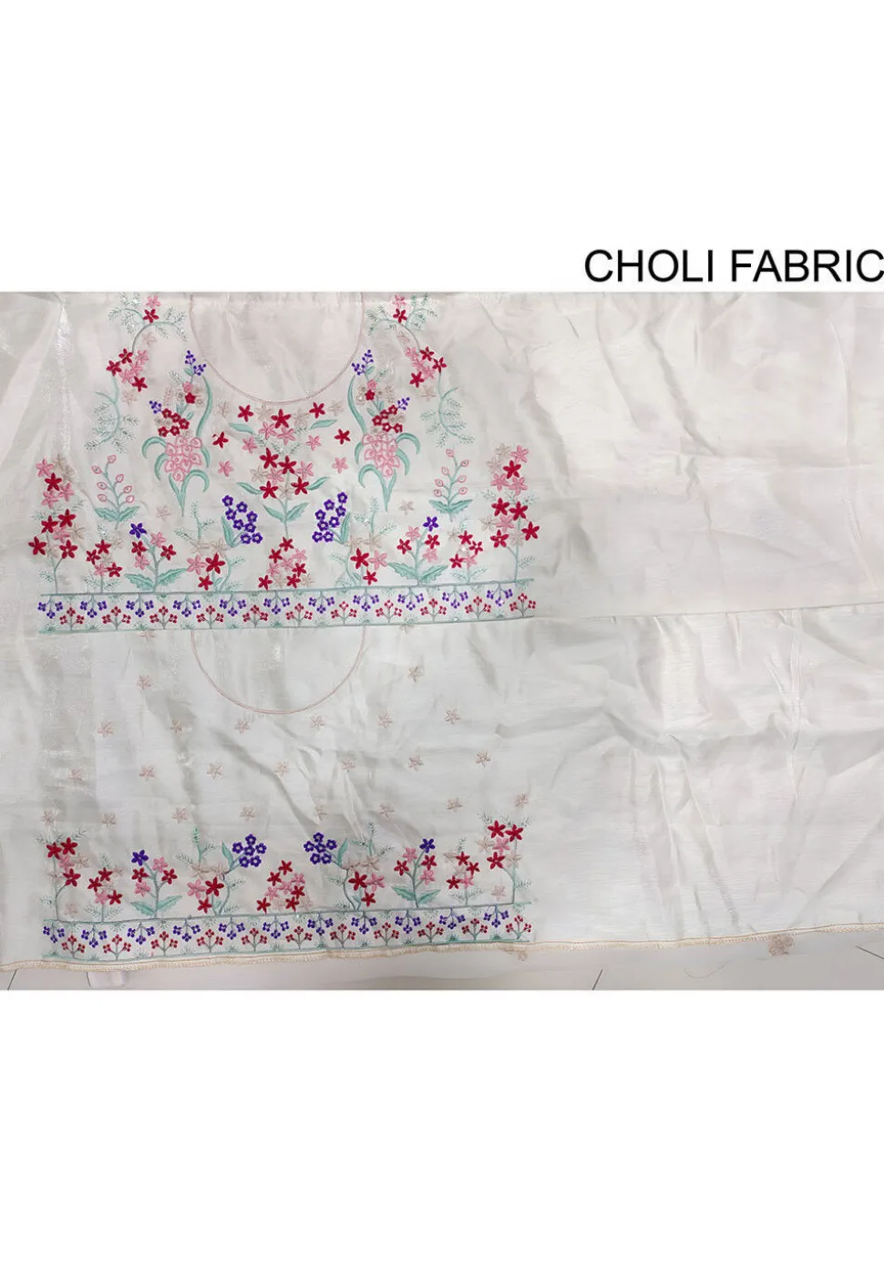 Embroidered Georgette Lehenga in Off White